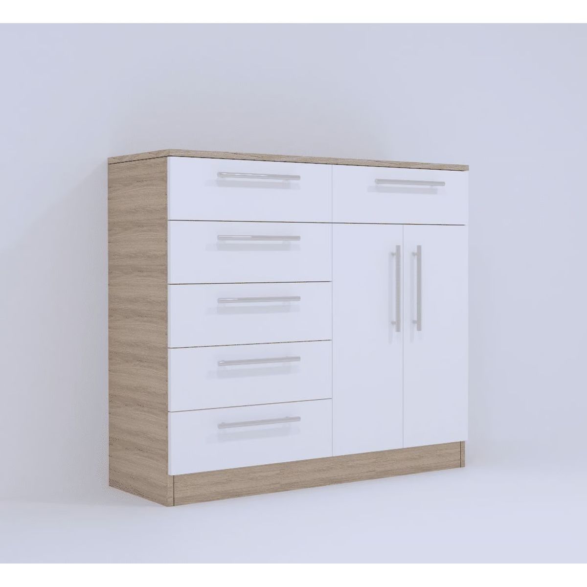 MUEBLES MACRUMO - Cómoda 6 Cajones 2 puertas Arena- Armado