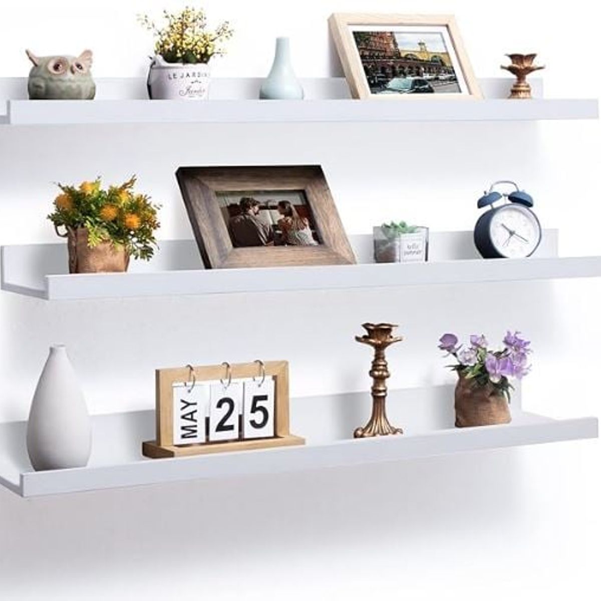 GENERICO - Repisa Flotante Con Borde De Melamina Blanco 90 CM