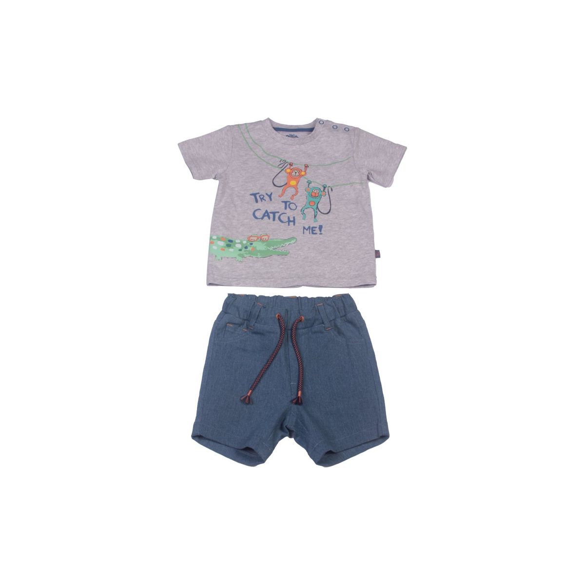 PILLIN - Conjunto  Bermuda Mezclilla + Polera Bebé Niño PVW744 PILLIN