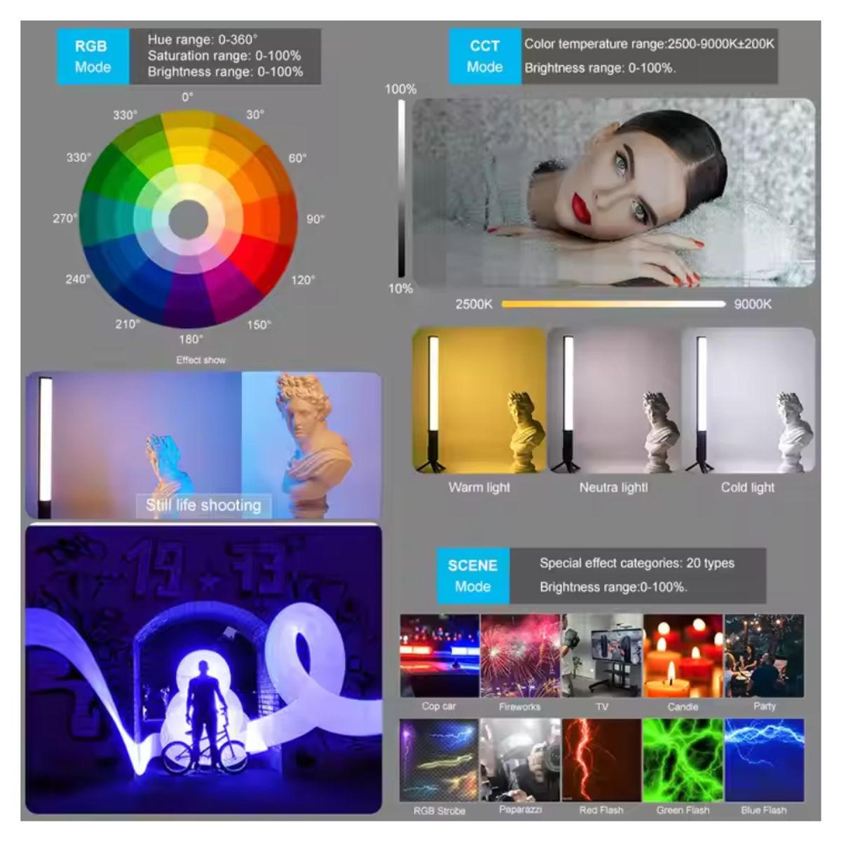 GENERICO - TUBO DE LUZ LED W150 RGB PARA FOTOGRAFIA