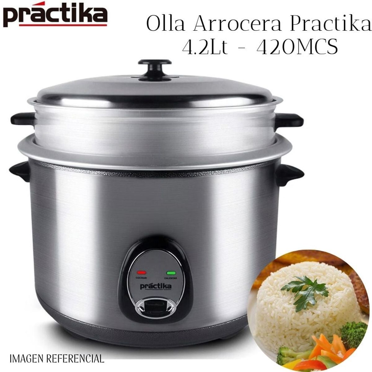PRACTIKA - Olla Arrocera Practika 4.2 lt Con Vaporera Cromada