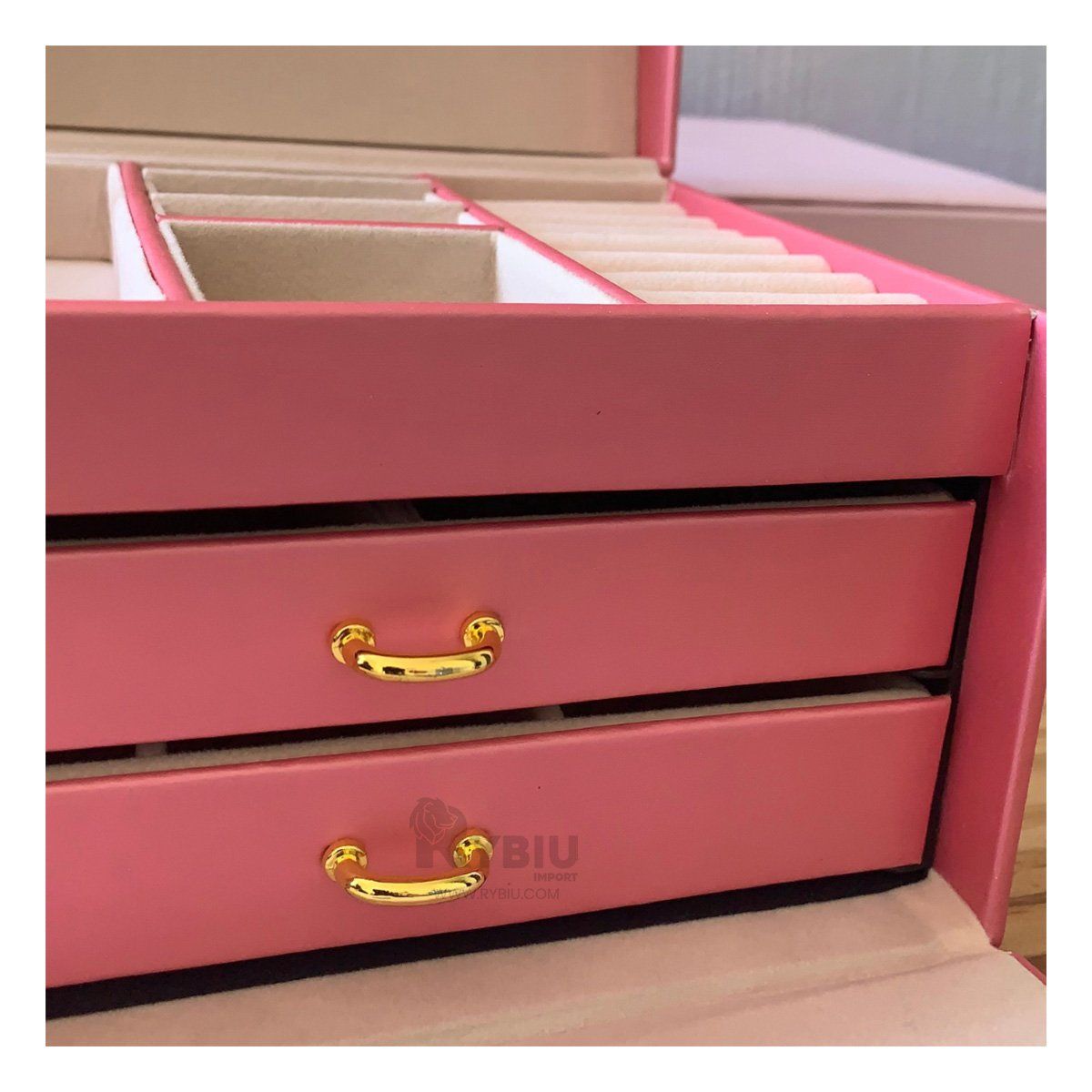 RYBIU IMPORT - Guardajoyas Exotico de Color Rosado Y+Gift MiniAgenda