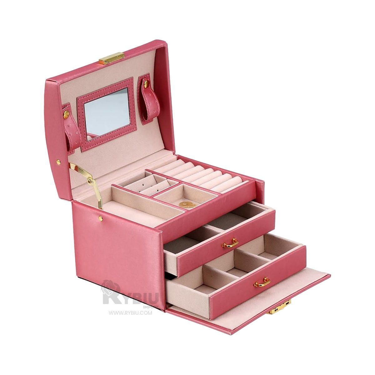 RYBIU IMPORT - Guardajoyas Exotico de Color Rosado Y+Gift MiniAgenda