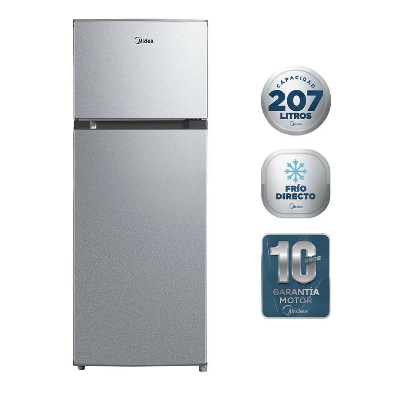 MIDEA - Refrigerador 2Pts Top Mount Lake Silver 210Lts MDRT294FGR50PE