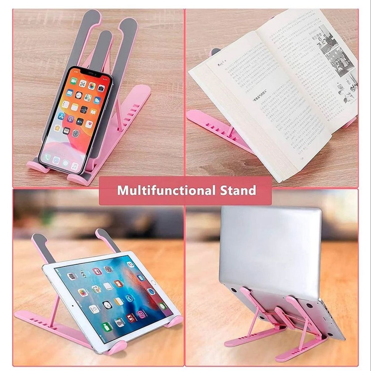 GENERICO - Soporte base para laptop o tablet graduable Rosado