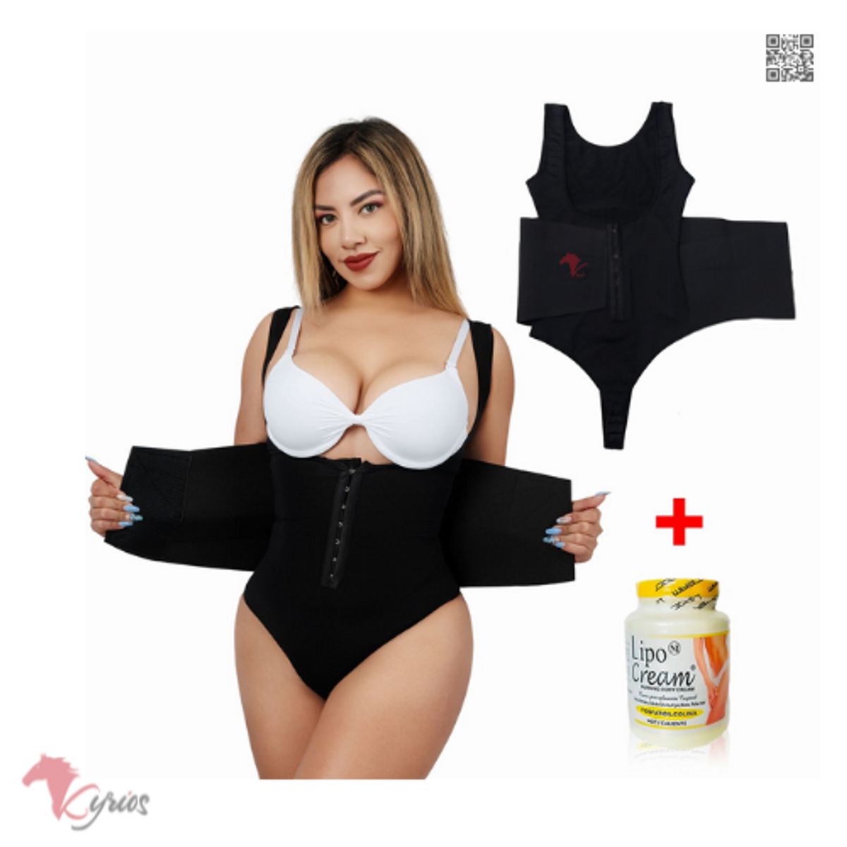 NACIONAL - Faja Body Reloj de Arena con Broches Reduce + CREMA AMARILLA