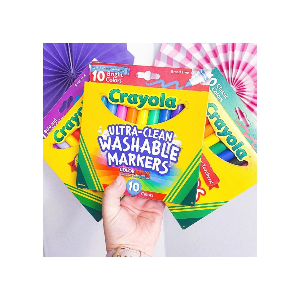 CRAYOLA - Caja de Plumones Lavables Gruesos 10 Colores Brillantes