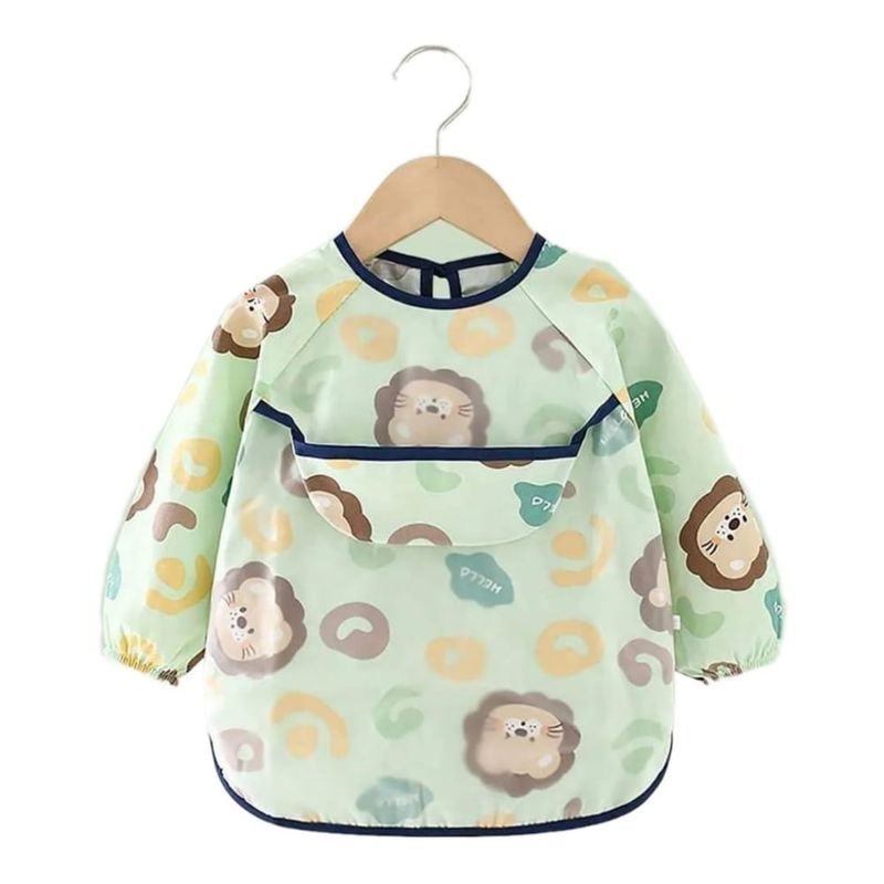 GENERICO - Mandil  Babero Manga Larga para Niños 6 a 3 años Leon Verde