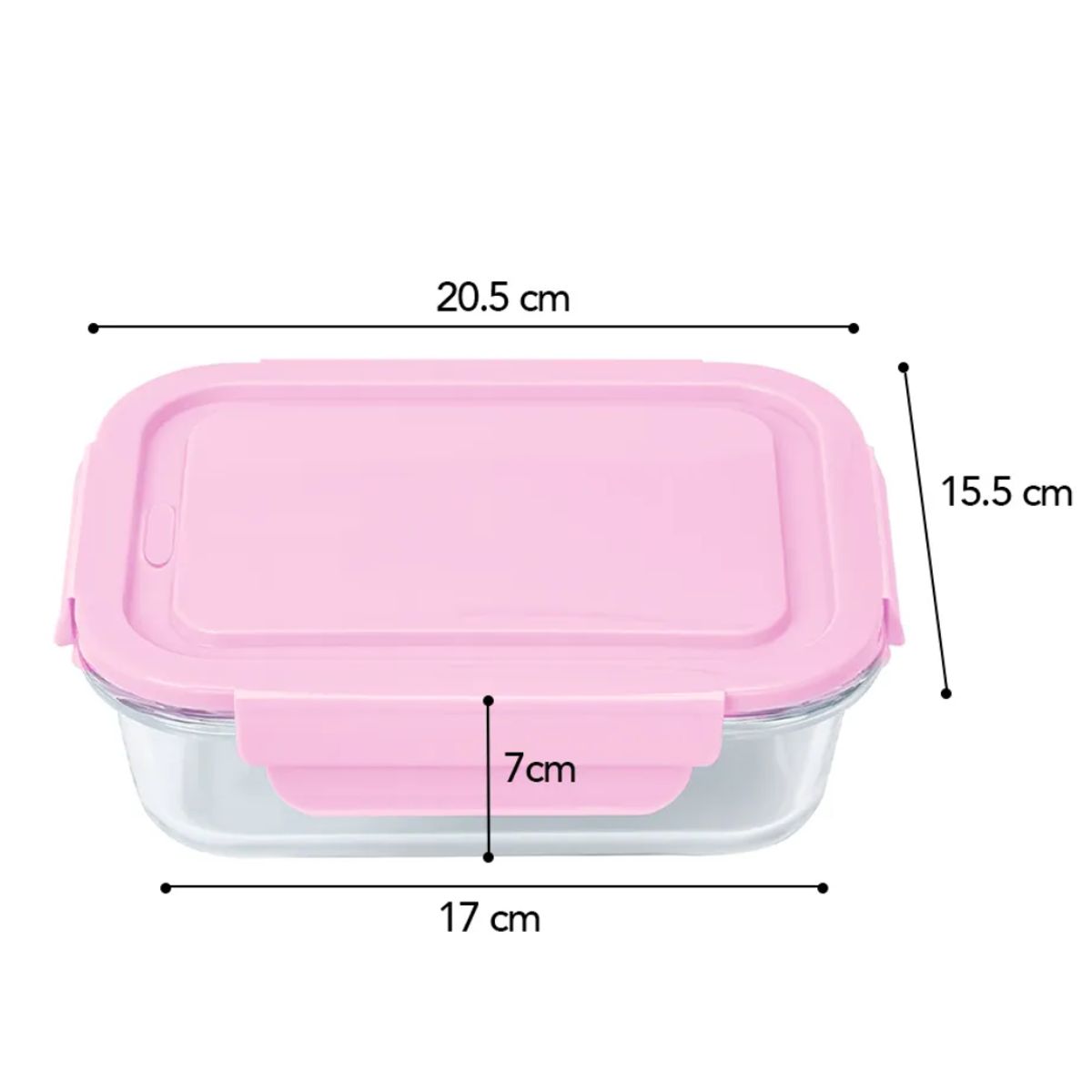 GENERICO - Táper De Vidrio Hermético Con Tapa Rectangular Celeste