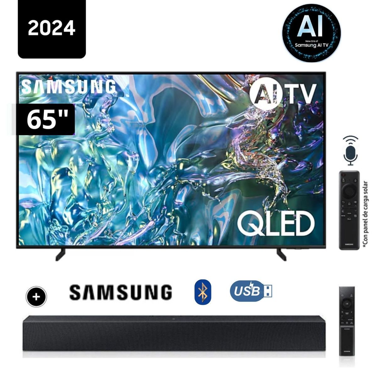 SAMSUNG - Televisor Samsung QLED Tizen OS Smart Tv 65 4K QN65Q60DAGXPE+ Soundbar HW C400