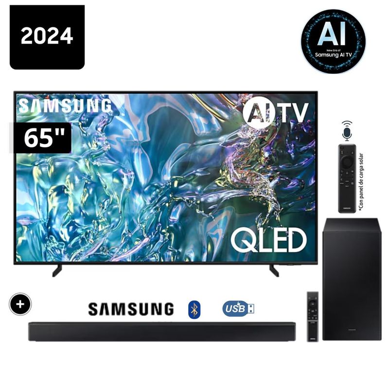 SAMSUNG - Televisor Samsung QLED Tizen OS Smart Tv 65 4K QN65Q60DAGXPE+ Soundbar HW - C450