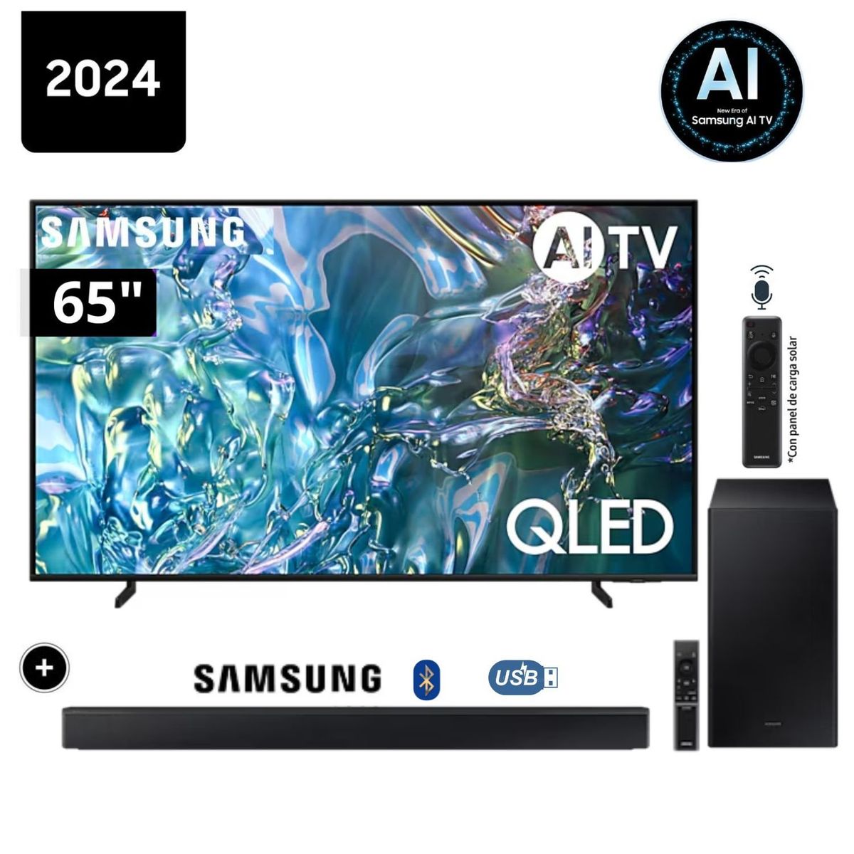 SAMSUNG - Televisor Samsung QLED Tizen OS Smart Tv 65 4K QN65Q60DAGXPE + Soundbar HW - C450
