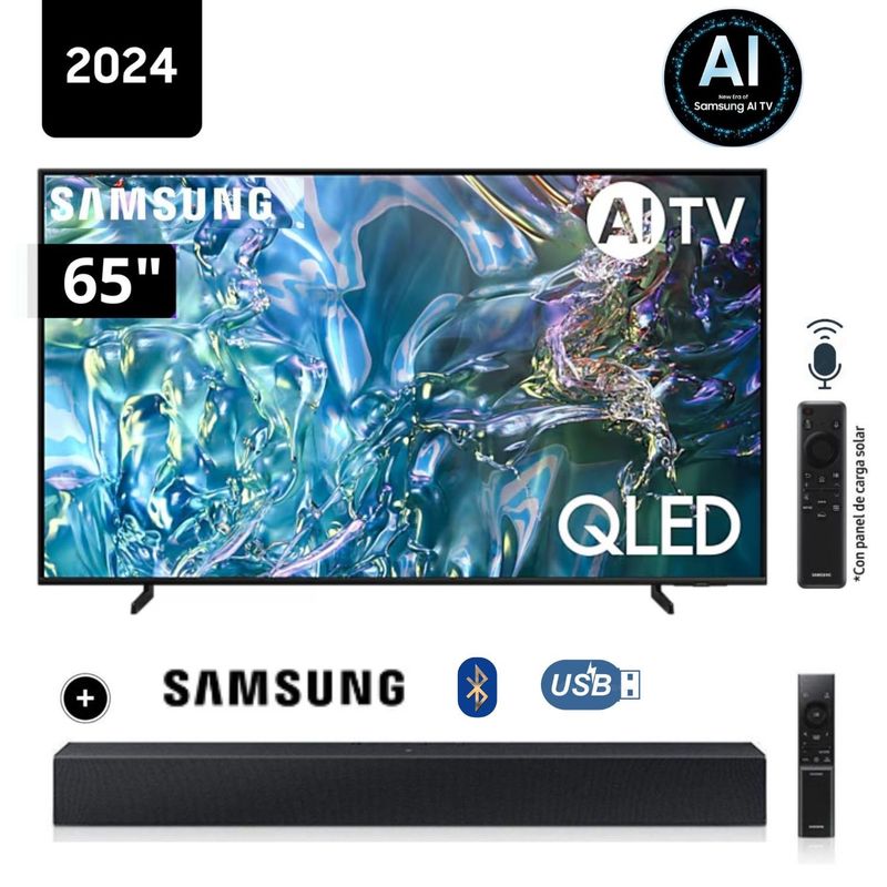SAMSUNG - Televisor Samsung QLED Tizen OS Smart Tv 65 4K QN65Q60DAGXPE+ Soundbar HW C400