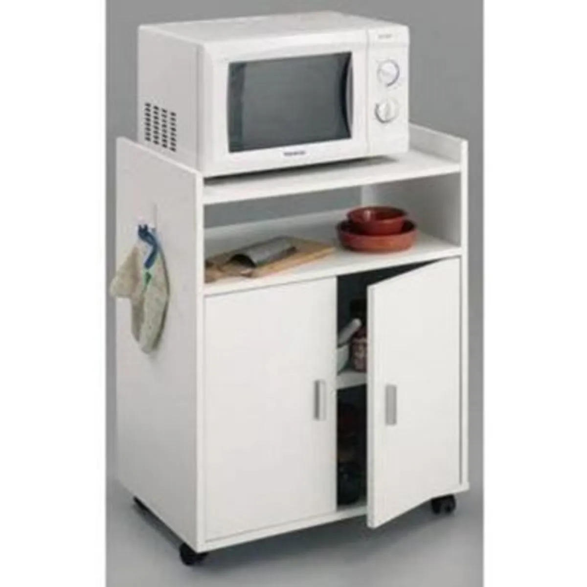 GENERICO - Mueble Auxiliar de Cocina para Microondas Danés color Blanco R&R MUEBLES