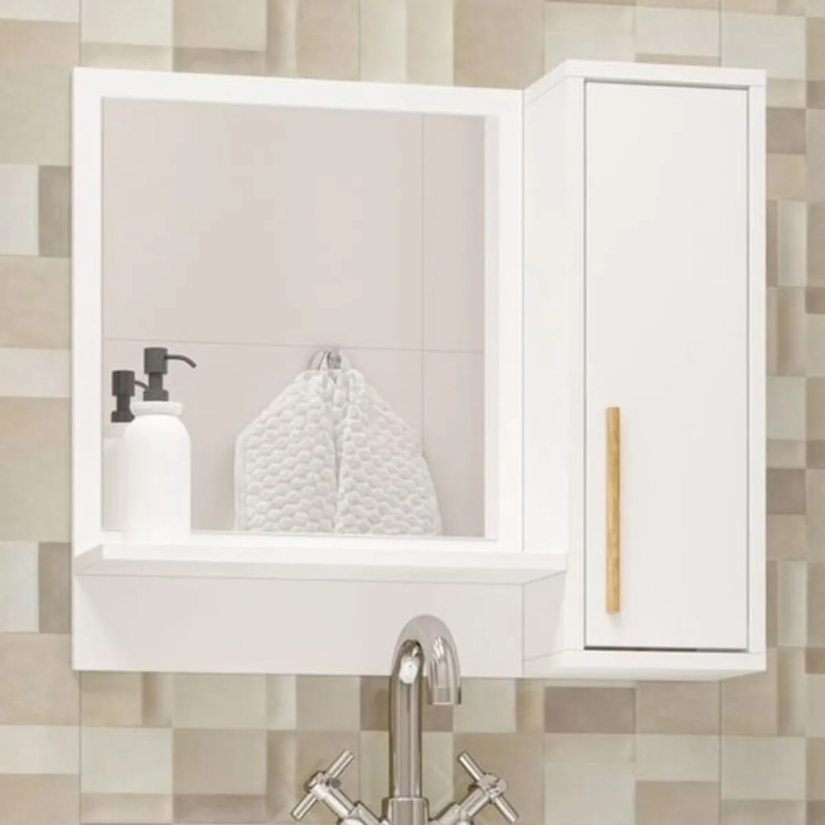 R&R MUEBLES - Armario Para Baño con Espejo Gina con 1 Puerta R&R MUEBLES