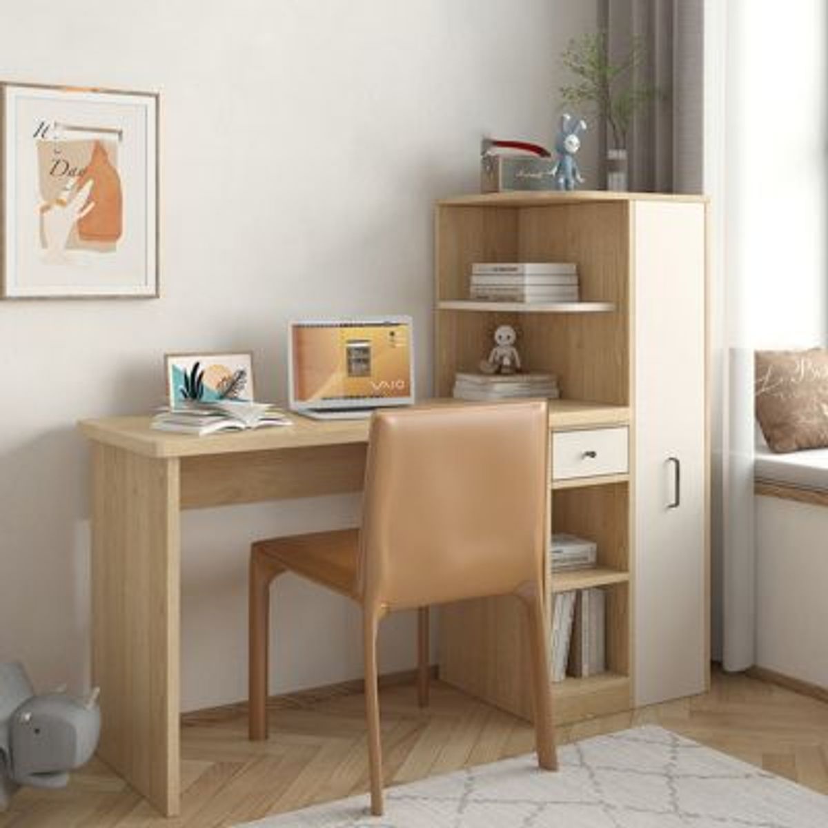 GENERICO - Escritorio con Estantes Vintage Onelia Alto 122cm R&R MUEBLES