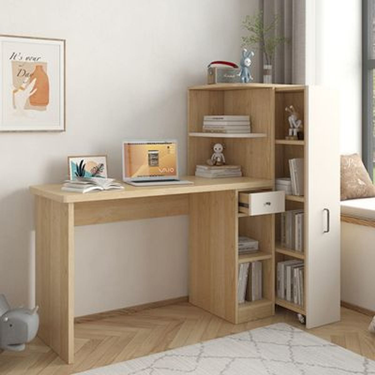 GENERICO - Escritorio con Estantes Vintage Onelia Alto 122cm R&R MUEBLES