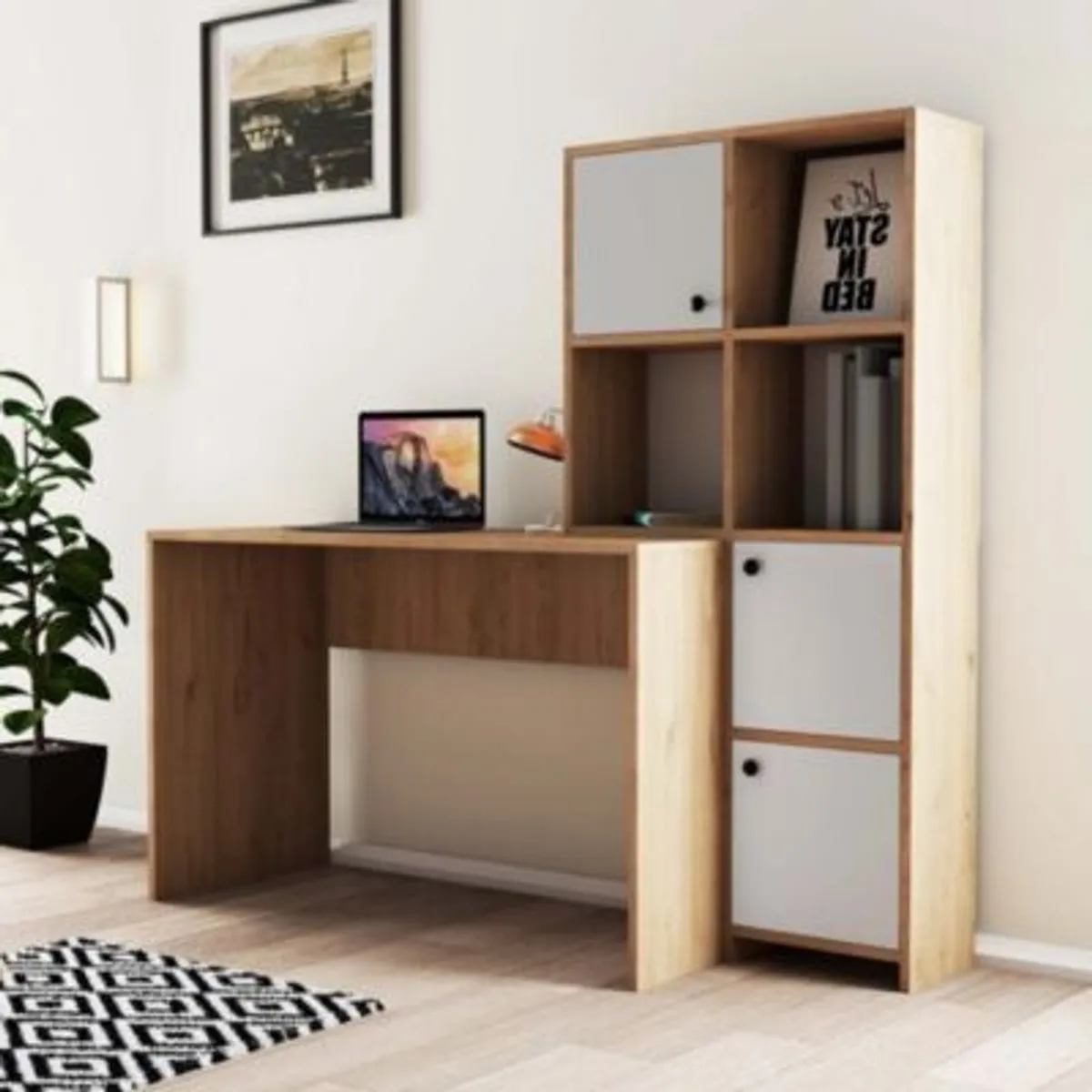 GENERICO - Escritorio Moderno Amit con Estantes R&R MUEBLES