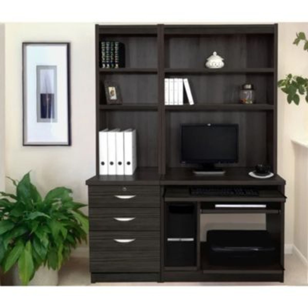 GENERICO - Escritorio Estante Moderno Rokuta Negro R&R MUEBLES