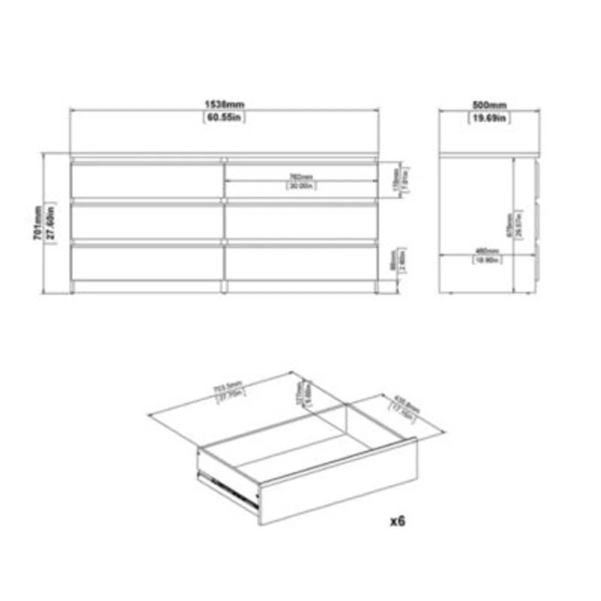 GENERICO - Comoda Moderna Sagara Negro R&R MUEBLES