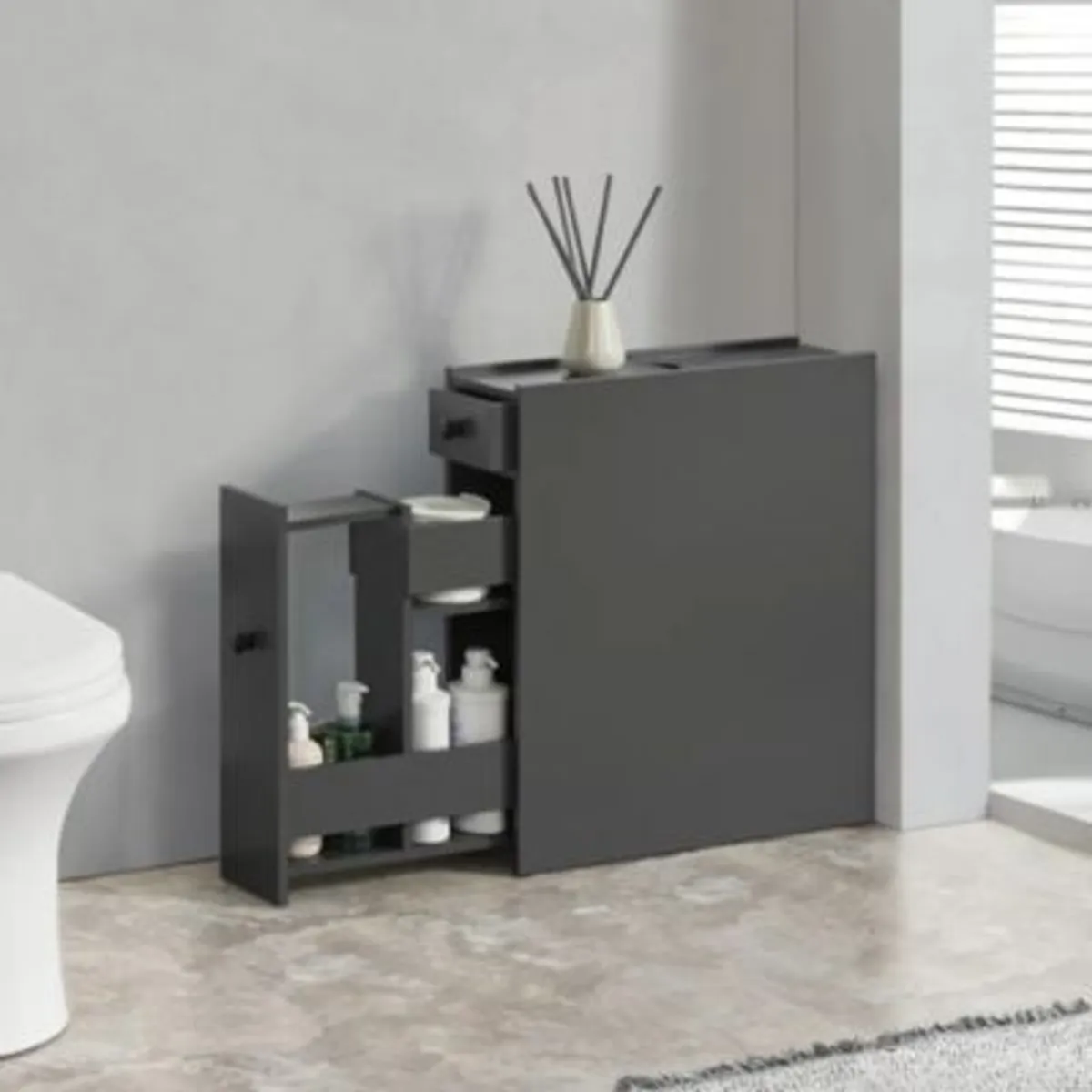 GENERICO - Mueble de Baño Organizador Moderno Keigi Negro R&R MUEBLES