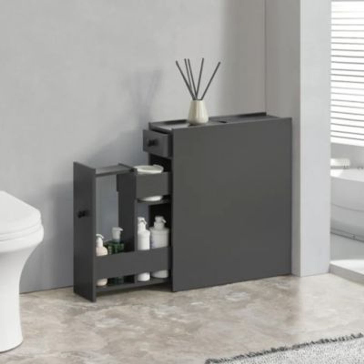 GENERICO - Mueble de Baño Organizador Moderno Keigi Negro R&R MUEBLES