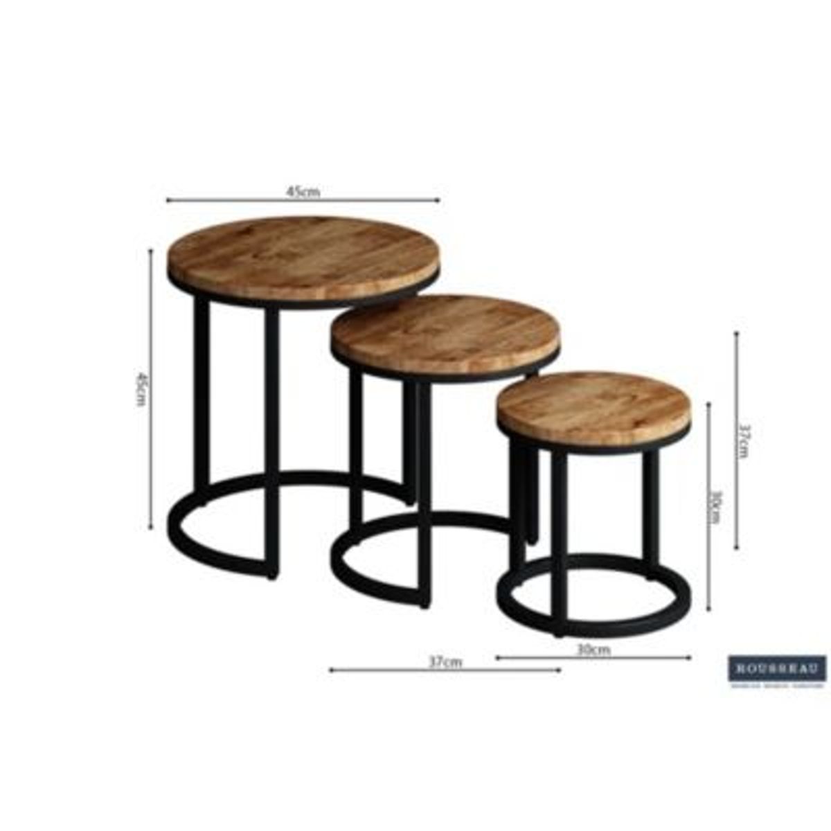 GENERICO - Mesa Lateral Moderno Triple Travis Marron R&R MUEBLES