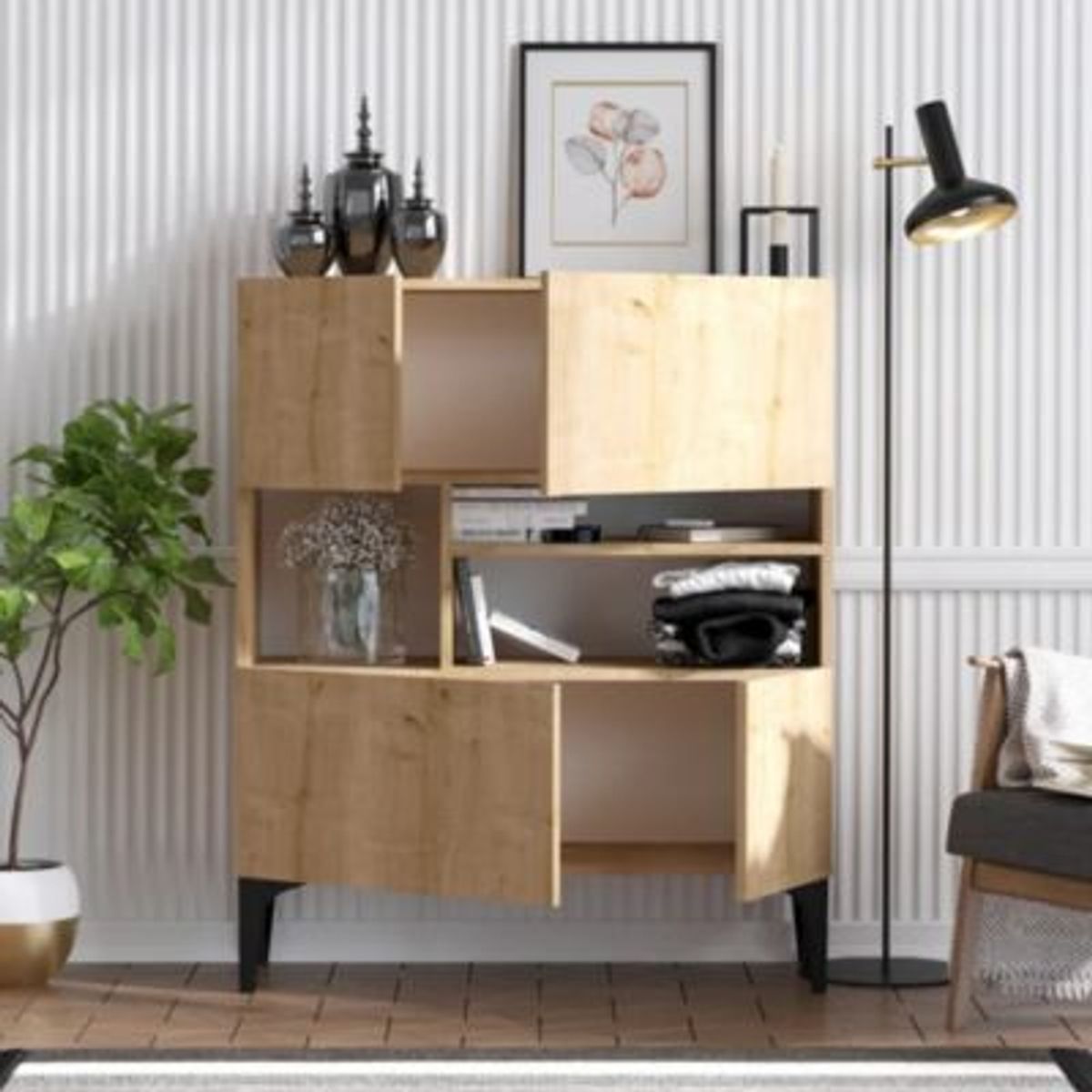 R&R MUEBLES - Aparador Moderno Isaak Marron R&R MUEBLES