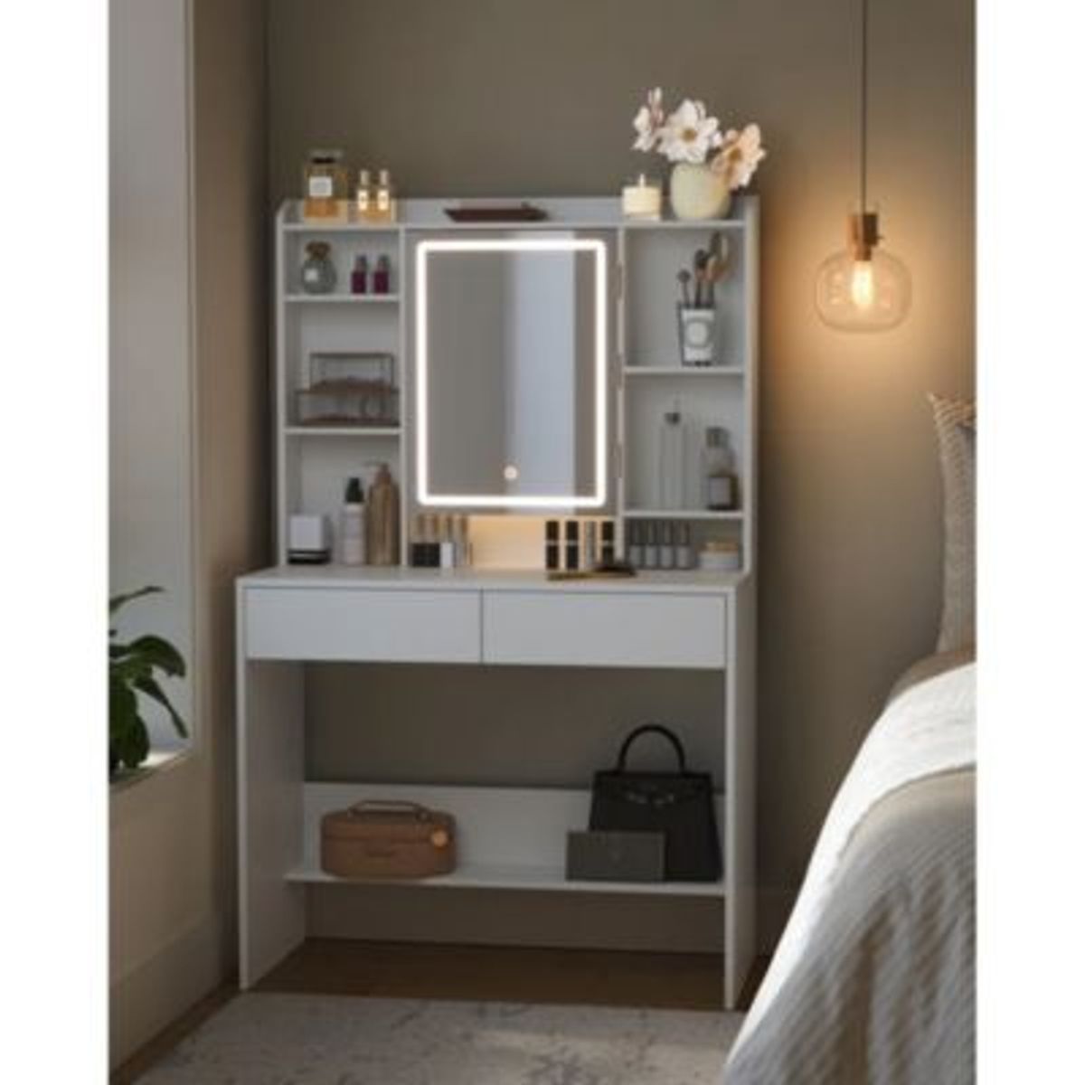 R&R MUEBLES - Tocador Moderno Kanta Blanco R&R MUEBLES