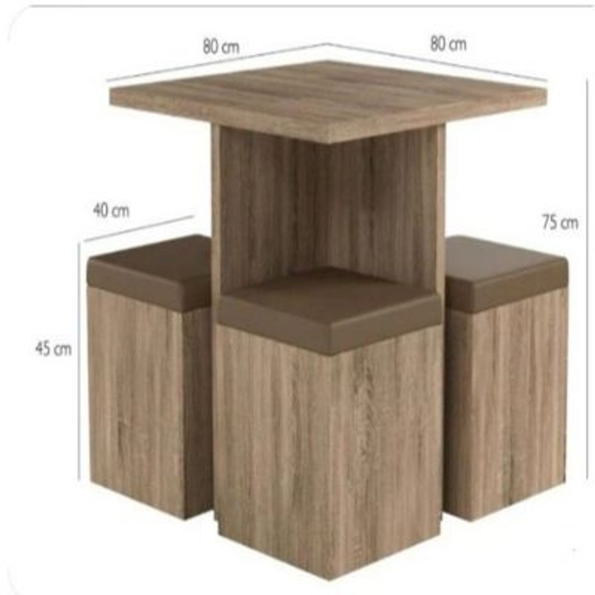 GENERICO - Juego de Comedor con 4 Bancos Moderno Kamille Blanco R&R MUEBLES