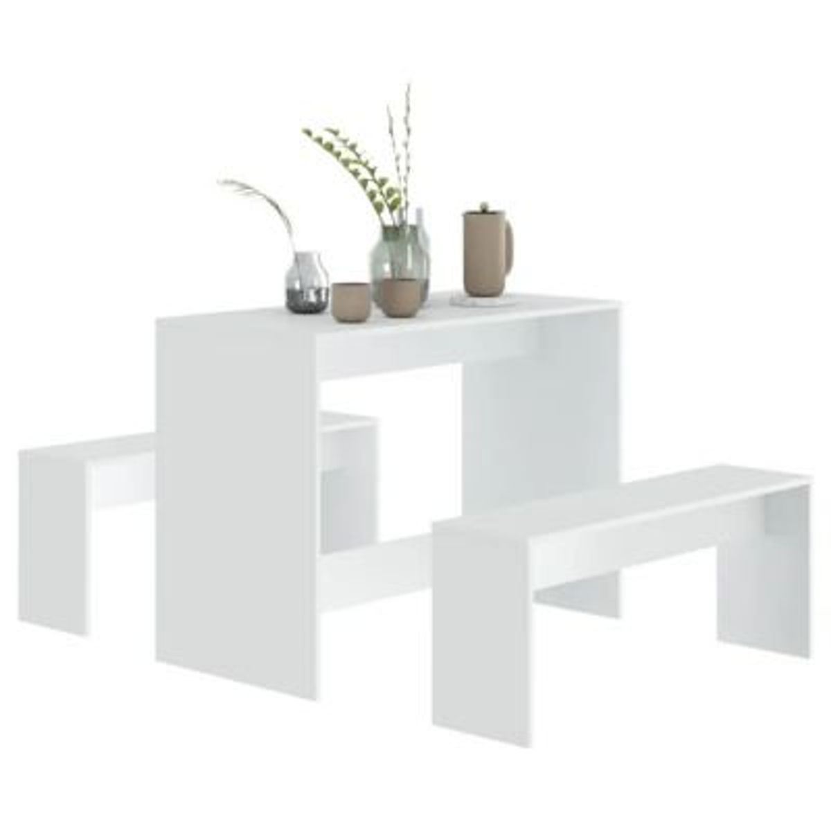 GENERICO - Juego de Comedor con 2 Bancos Tati Blanco R&R MUEBLES
