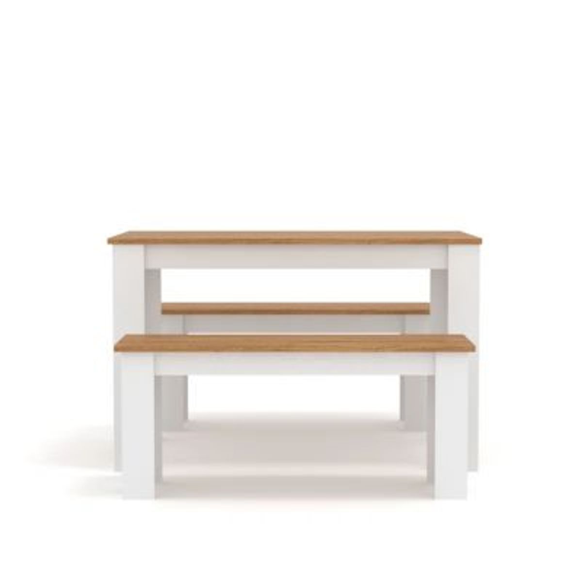 GENERICO - Juego de Comedor con 2 Bancos Moderno Meyllin Blanco/Duna R&R MUEBLES