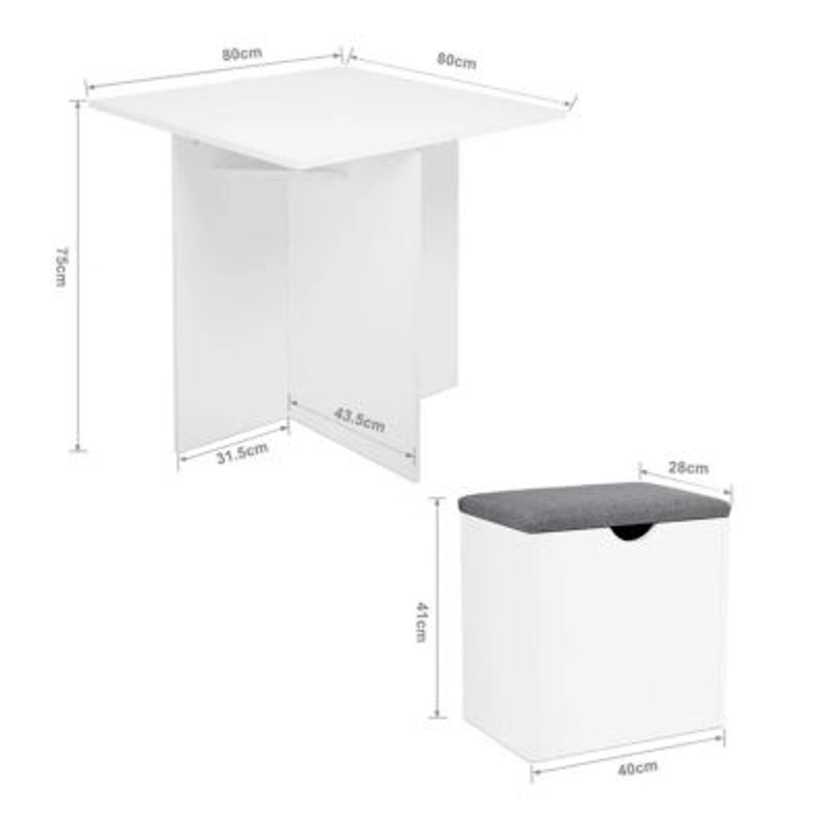 GENERICO - Juego de Comedor con 4 Bancos Moderno Katty Blanco R&R MUEBLES