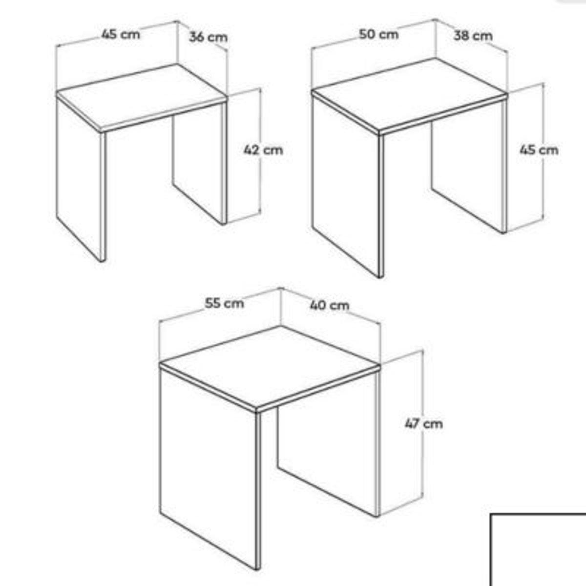 R&R MUEBLES - Set x 3 Mesas Auxiliares Moderna Robert Blanco R&R MUEBLES