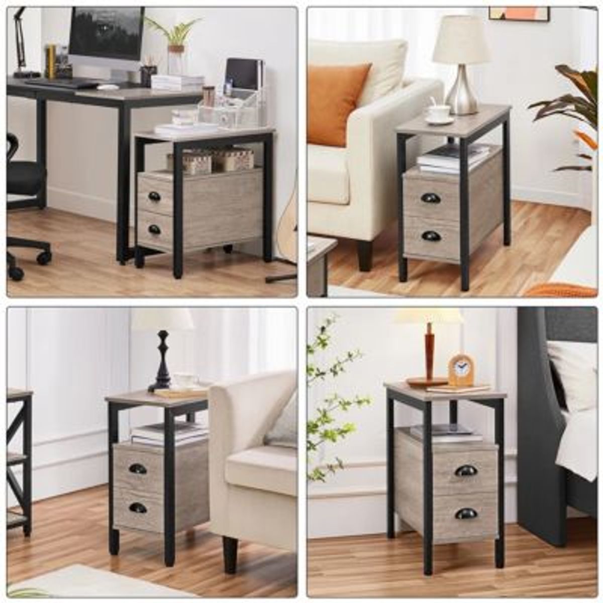 GENERICO - Mesa Lateral Moderna Fonsi Gris R&R MUEBLES