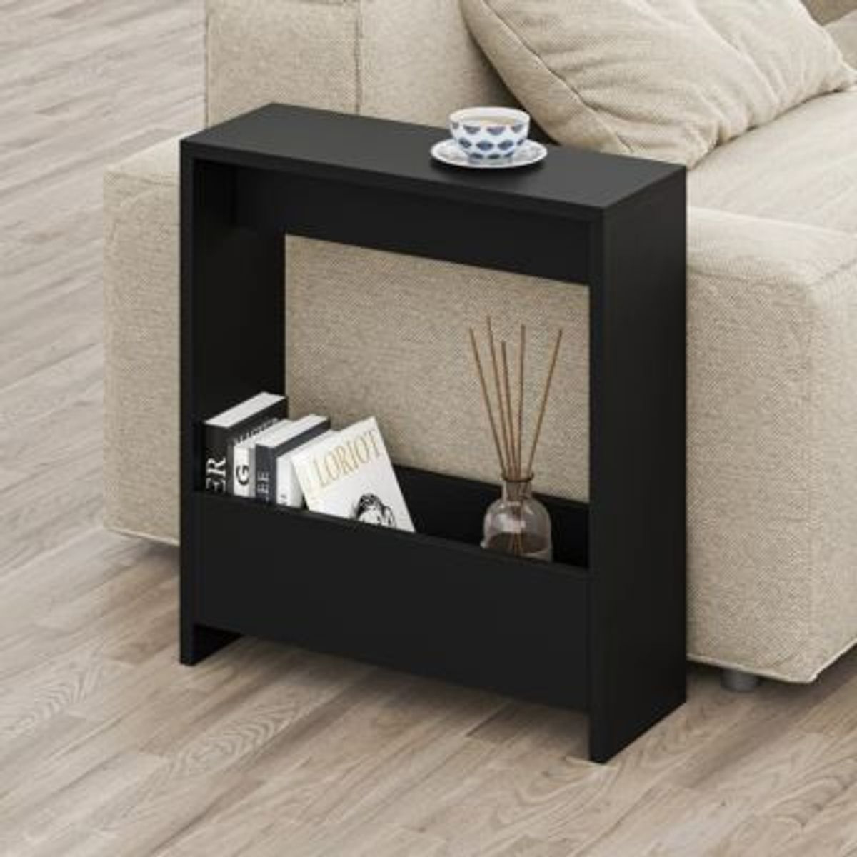 GENERICO - Mesa Lateral Organizadora Rupia Negro R&R MUEBLES
