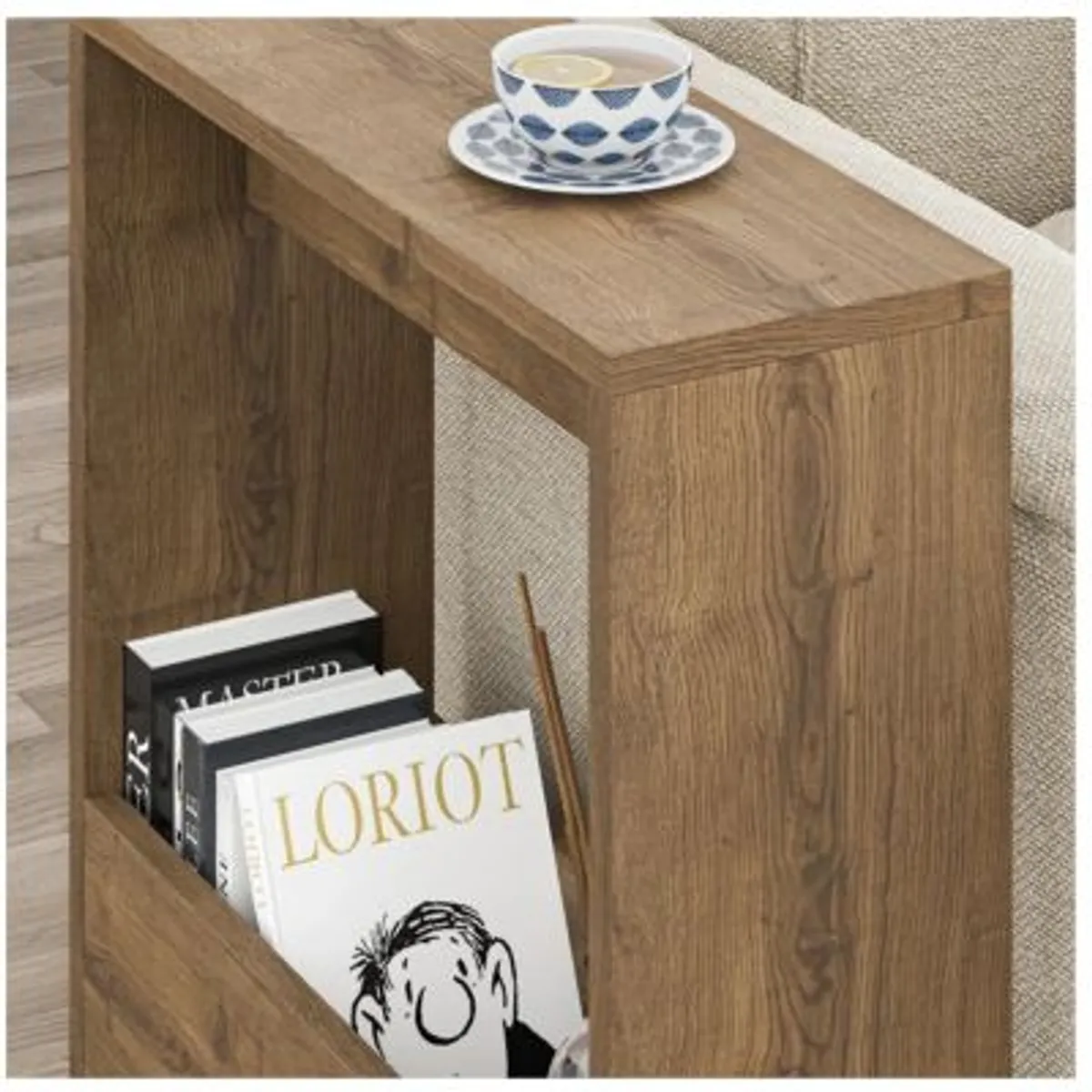 R&R MUEBLES - Mesa Lateral Organizadora Rupia Marrón R&R MUEBLES