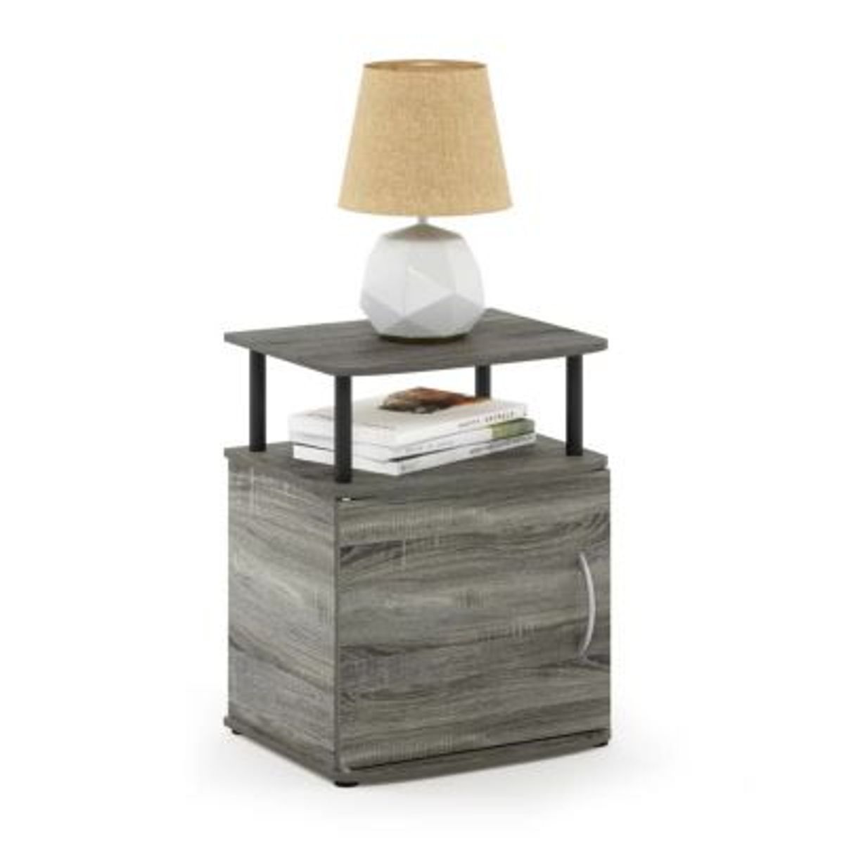 GENERICO - Mesa Lateral Moderna Fernando Gris 1 Puerta R&R MUEBLES