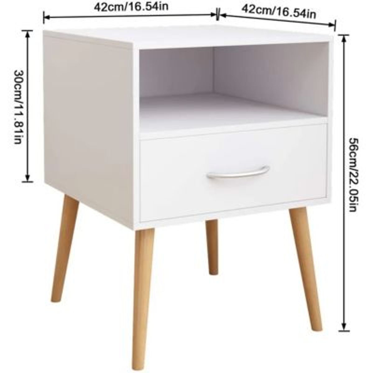 GENERICO - Velador Vintage Amanda Blanco 1 Cajón R&R MUEBLES