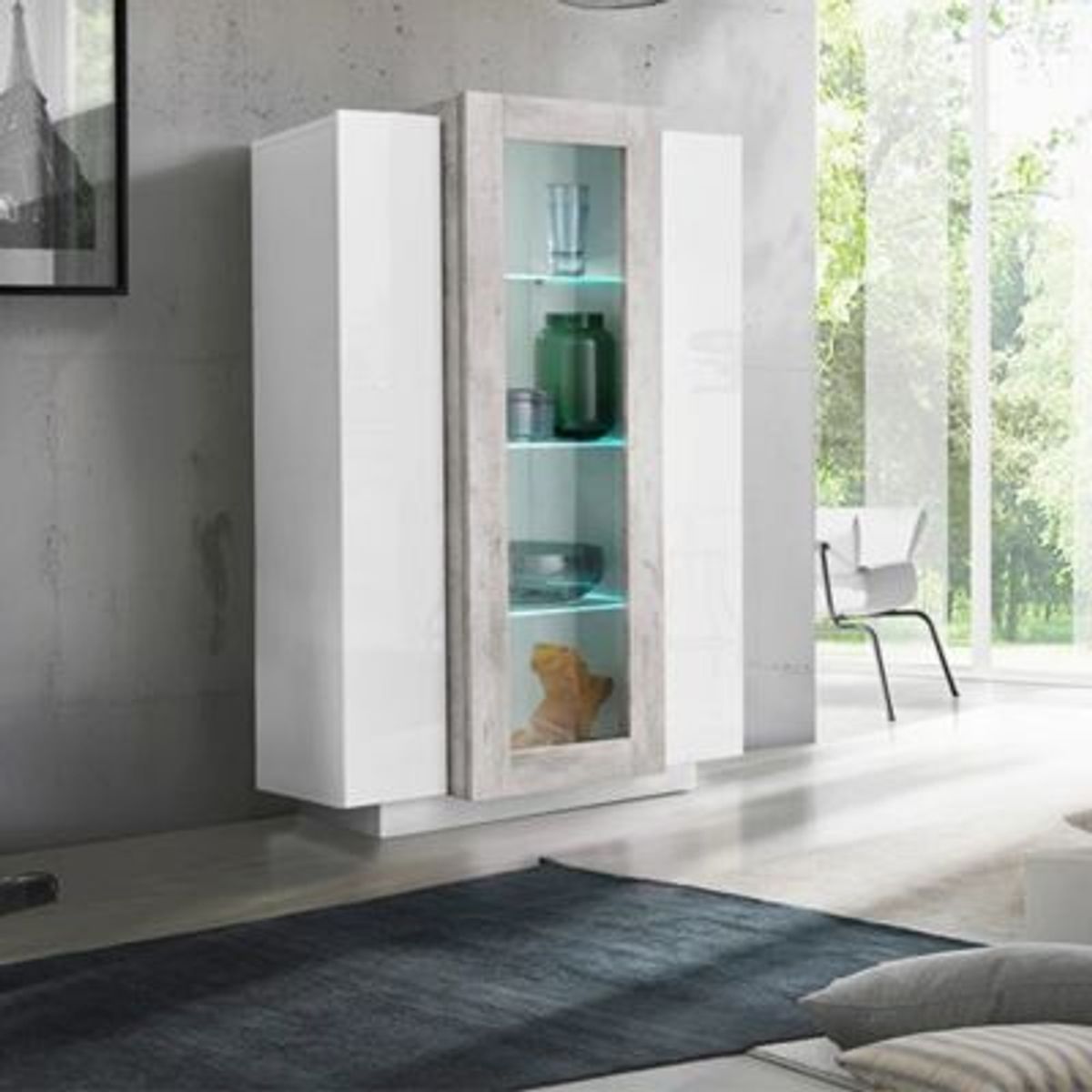 GENERICO - Vitrina Moderna Patricia 3 Puertas Blanco /Gris Claro R&R MUEBLES