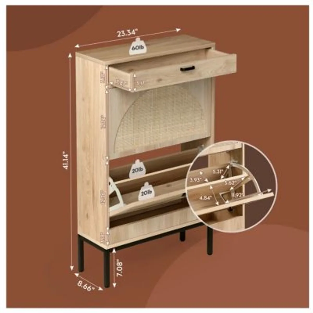 GENERICO - Zapatera Nórdica Merino Marrón Claro R&R MUEBLES