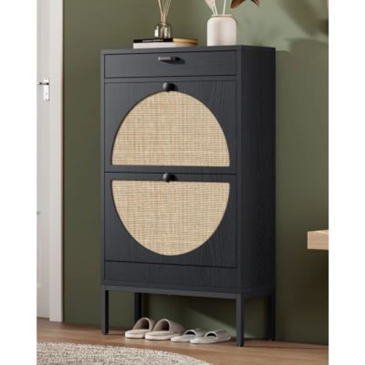 GENERICO - Zapatera Nórdica Merino Negro R&R MUEBLES