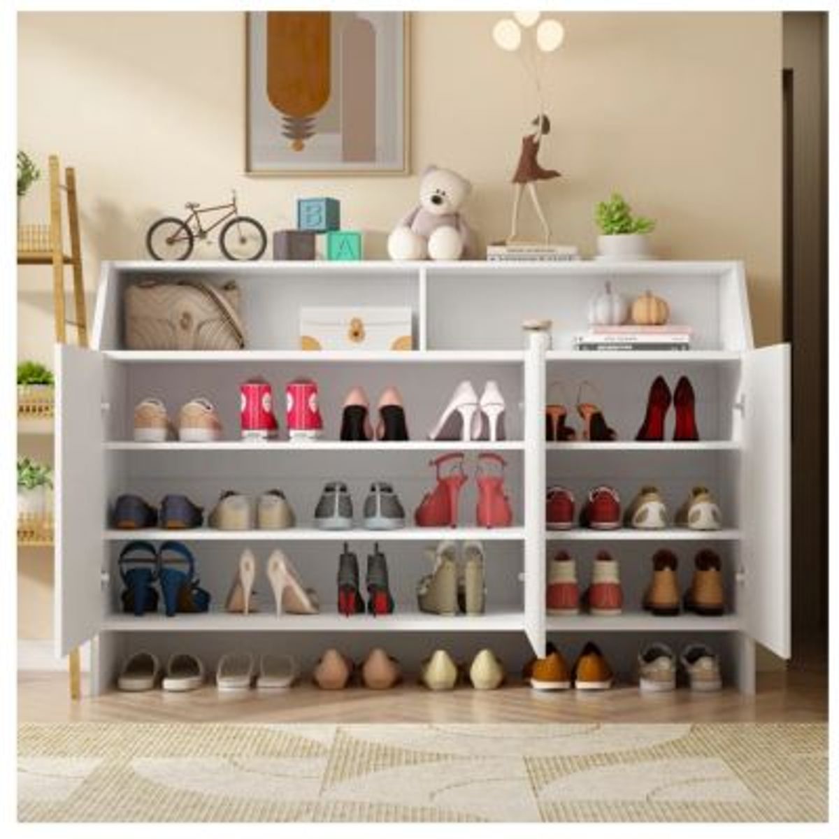 GENERICO - Zapatera Moderna Blanca 120 cm R&R MUEBLES