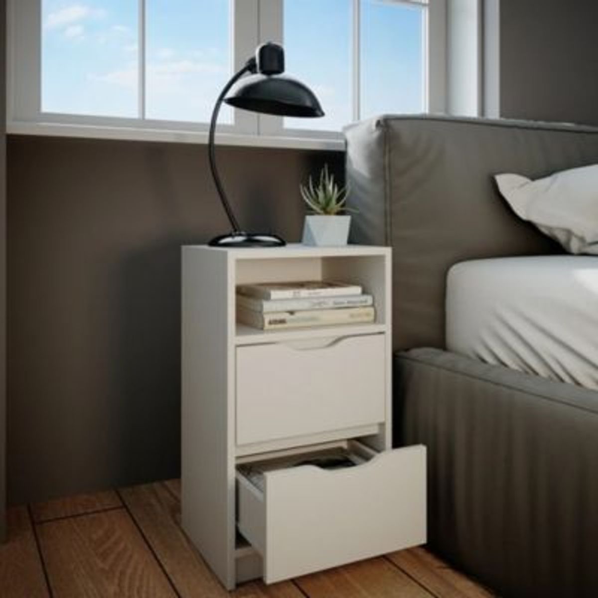 GENERICO - Velador Moderno Miku Blanco R&R MUEBLES