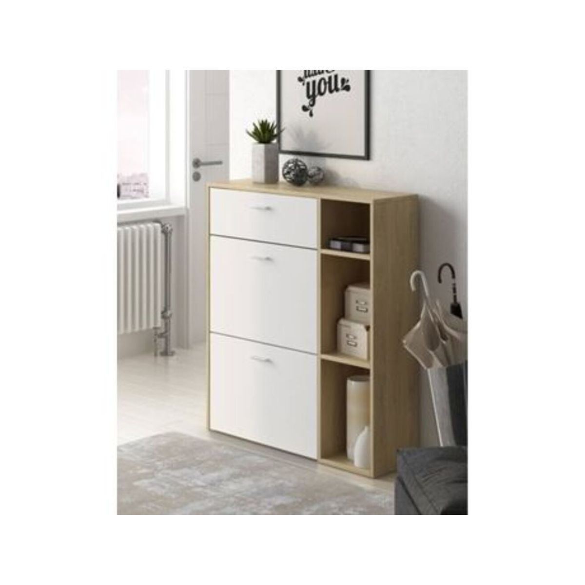 GENERICO - Zapatera Moderna Paola Color Duna Blanco con Estantes RR MUEBLES