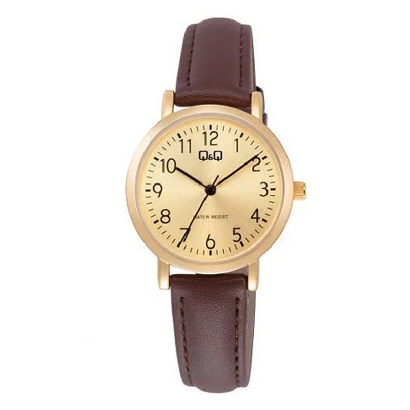 Q&Q - RELOJ MUJER CUERO MARRÓN DORADO MARCA QQ - MD1