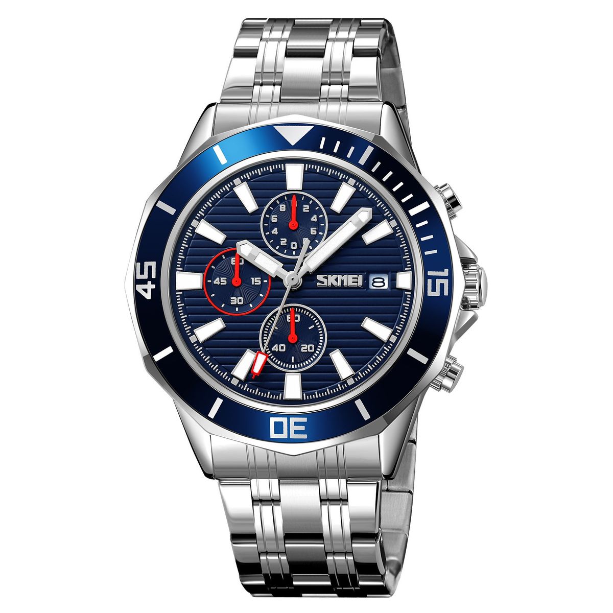 SKMEI - Reloj Skmei 9335 PLATEADO FONDO AZUL CORREA ACERO