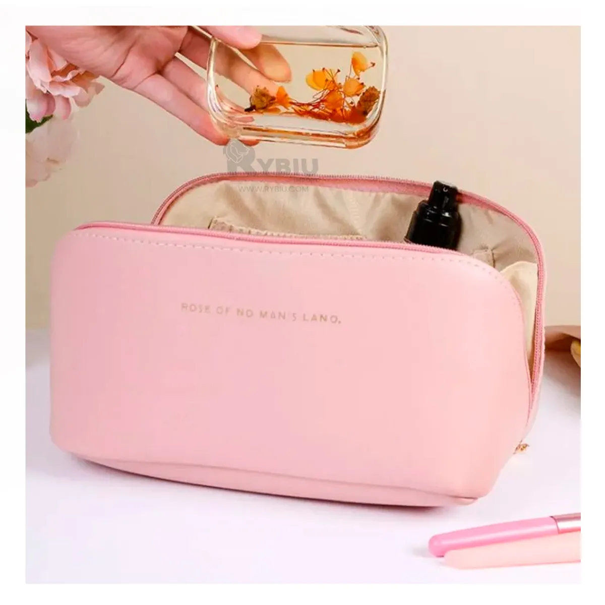 RYBIU IMPORT - Neceser de Viaje para Cosmeticos en Rosado Y+Regalo Stickers