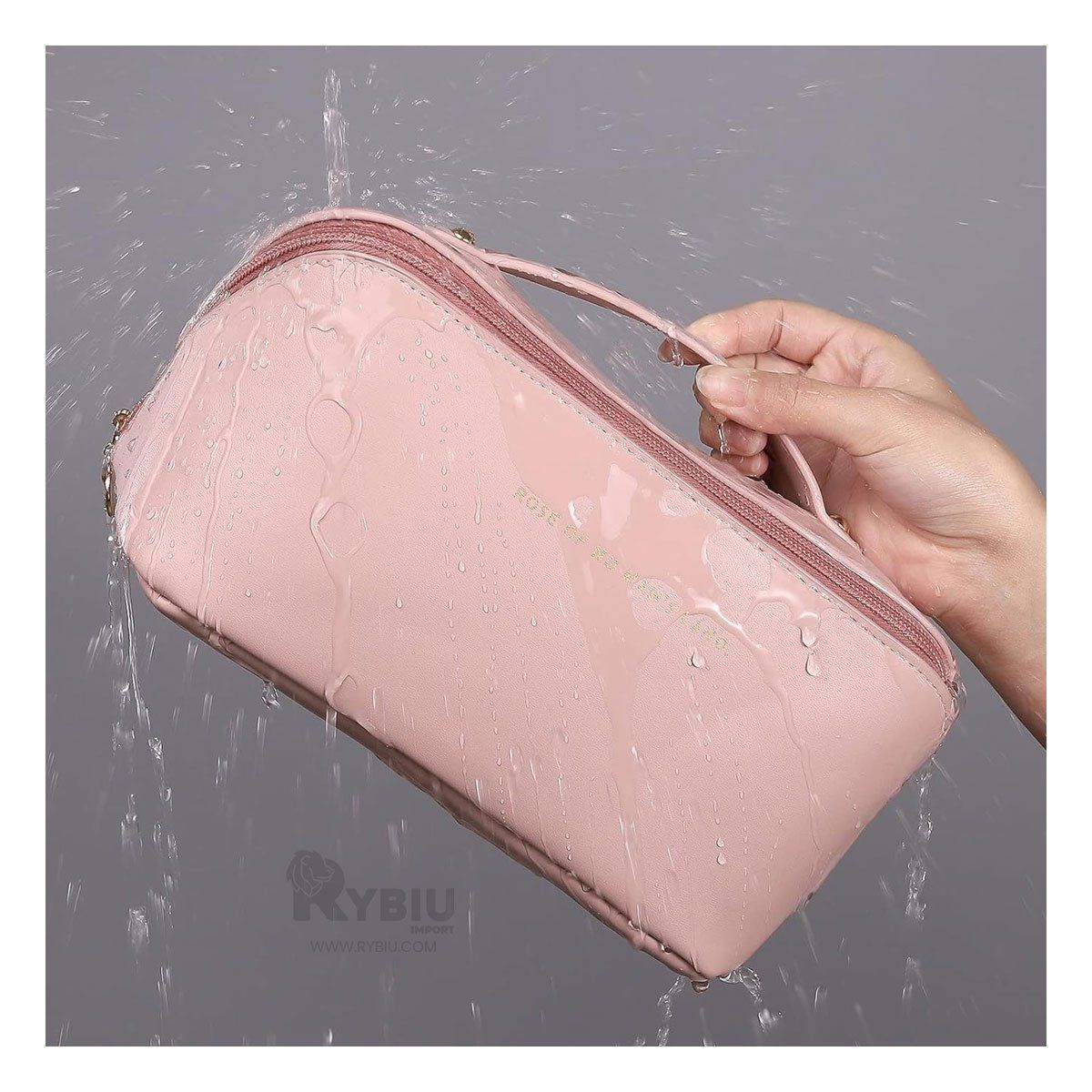 RYBIU IMPORT - Cosmetiquero de Mano en Tono Rosado Y+Envoltorio de Regalo