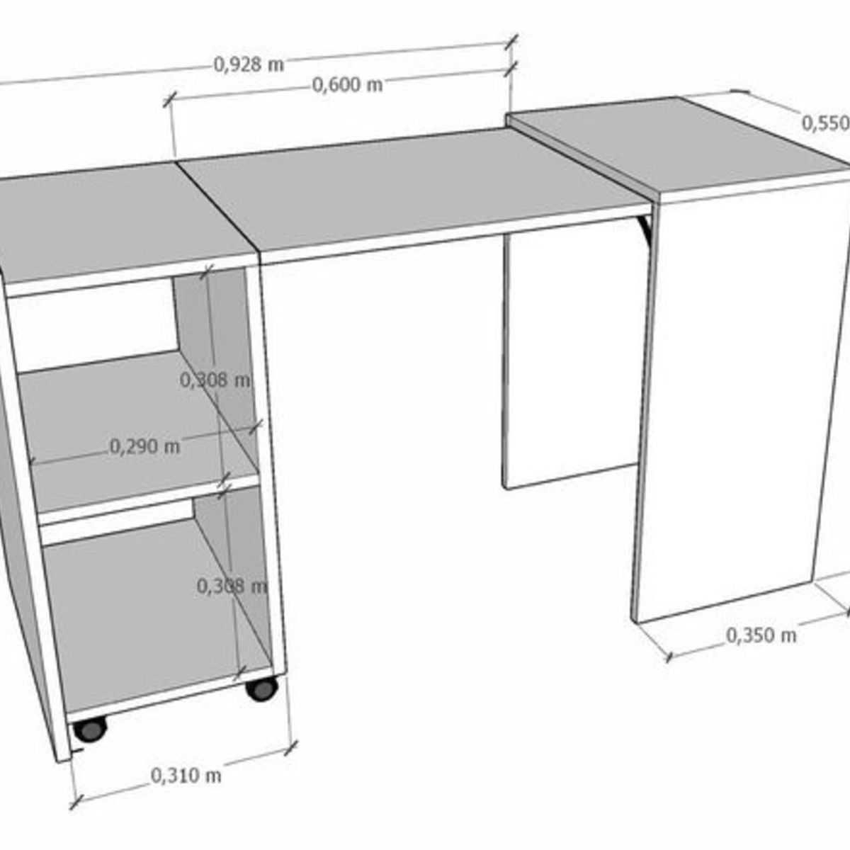 GENERICO - Escritorio Extensible Moderno Alicia Blanco RR MUEBLES
